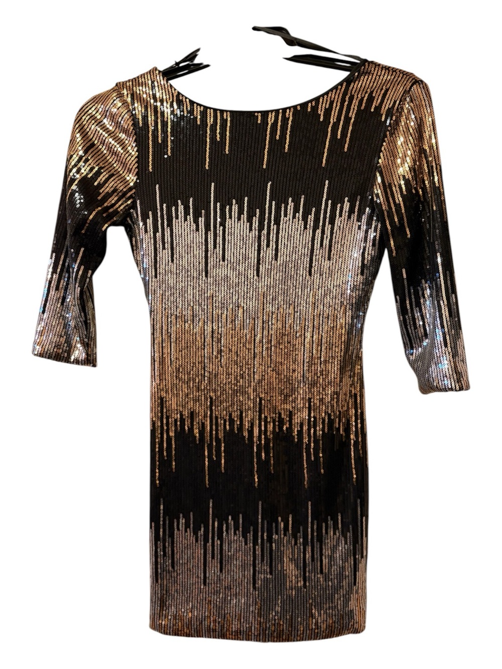 As U Wish Black and Gold Sequin Mini Dress